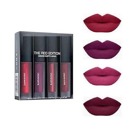 Nude Red Edition Different Shades Liquid Lipstick Set of 4 (16ml)
