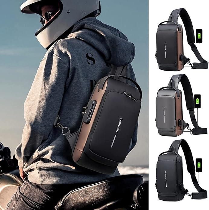 Sling Bag for Men Chest Crossbody Bag with USB Charging Port