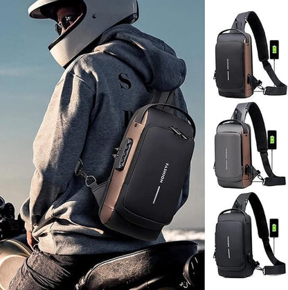 Sling Bag for Men Chest Crossbody Bag with USB Charging Port