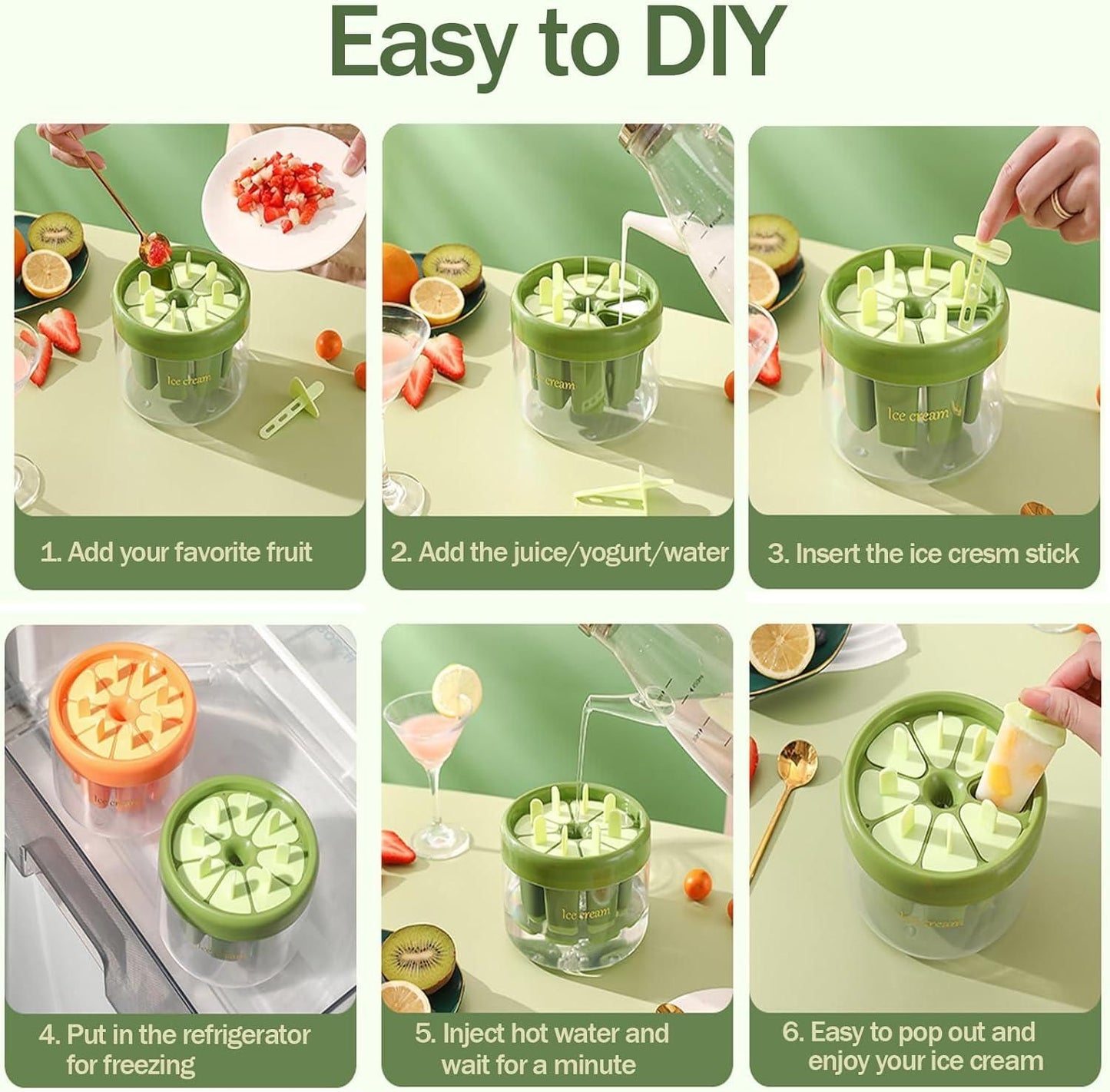 Reusable DIY 8 Pieces Ice Pop Moud