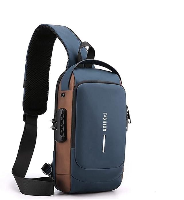 Sling Bag for Men Chest Crossbody Bag with USB Charging Port